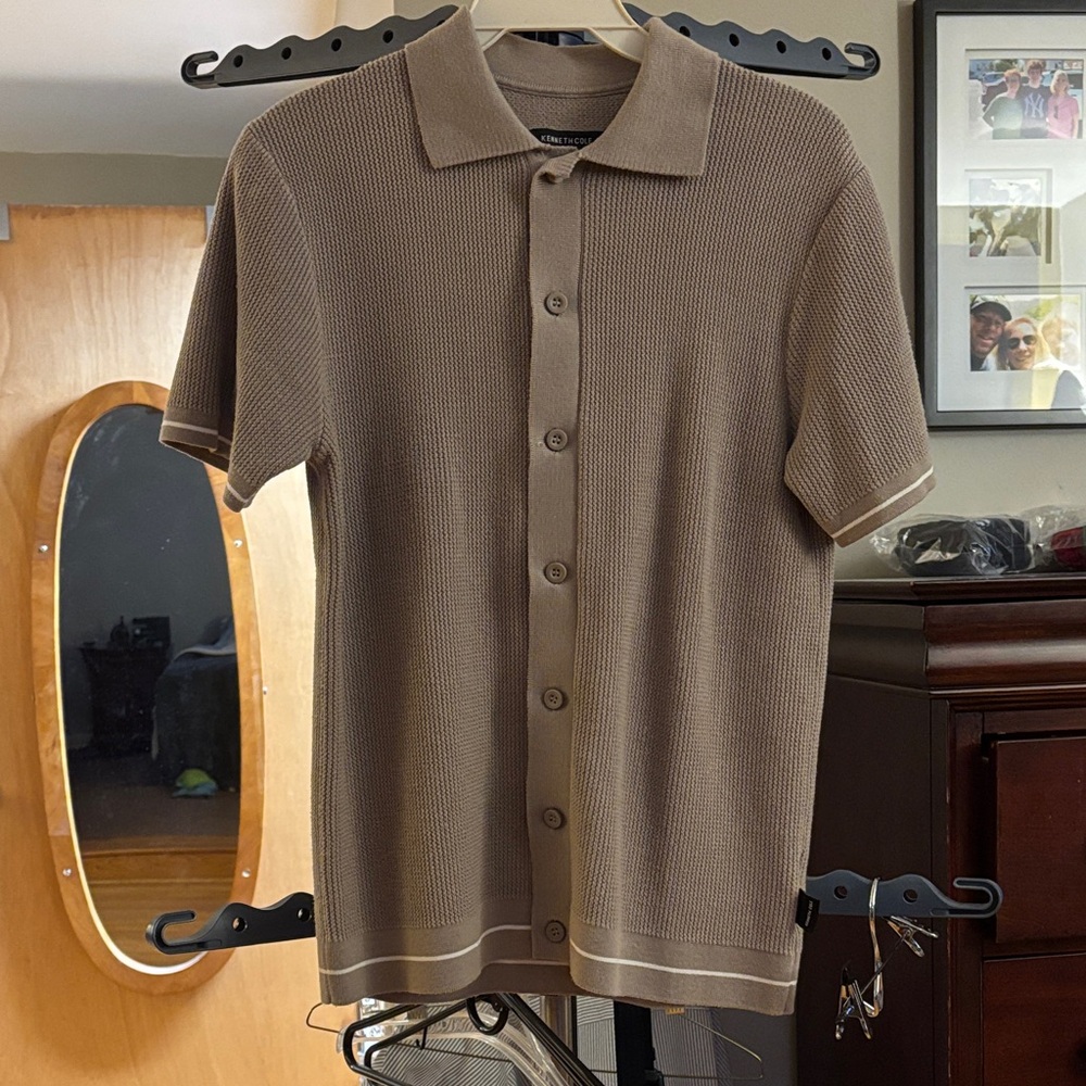 Kenneth Cole Tan Polo Sweater Shirt